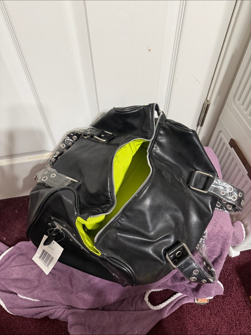 Source Unknown Black Tote with Neon Yellow Lining